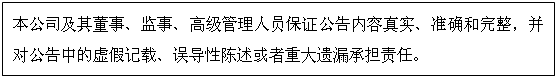 文本框: 本公司及其董事、監(jiān)事、高級管理人員保證公告內(nèi)容真實、準確和完整,并對公告中的虛假記載、誤導(dǎo)性陳述或者重大遺漏承擔(dān)責(zé)任。